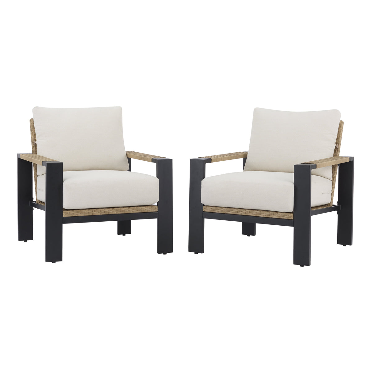 Velmora™ Ventura 2-Piece Outdoor Wicker Chat Chair, Beige
