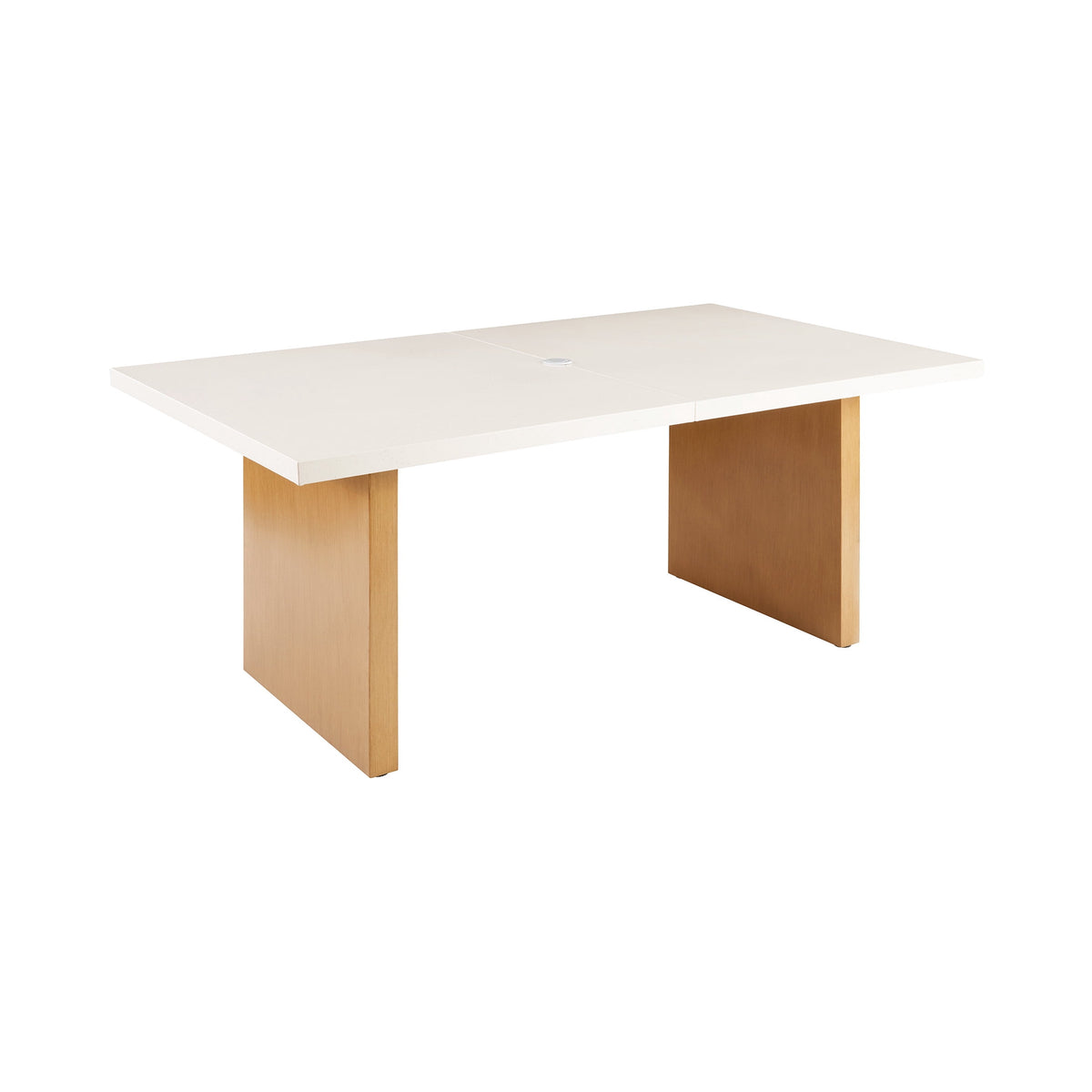 Velmora™ Vista Steel Metal Top Outdoor Dining Table, Cream Stone Metal Top with Teak Legs