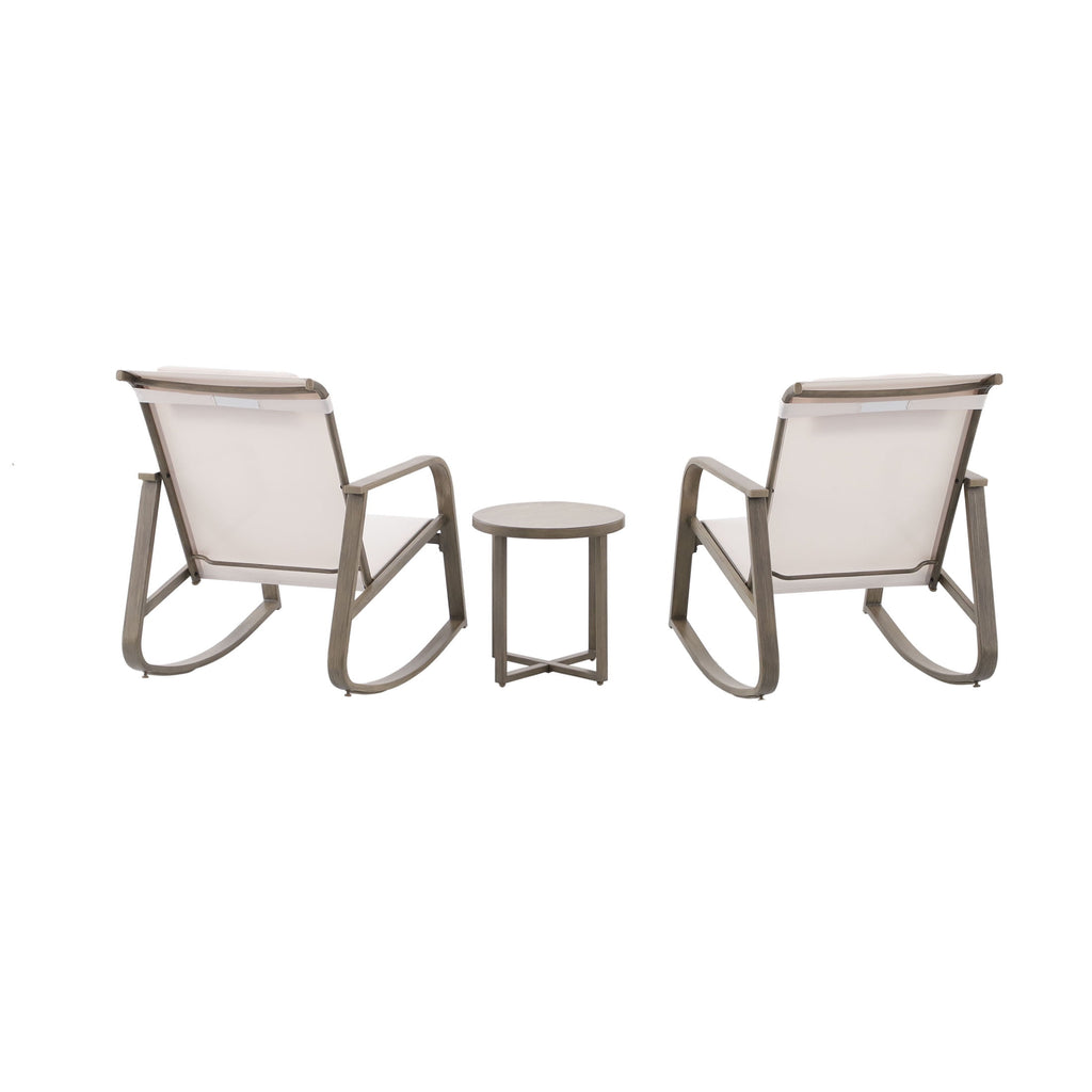 Velmora™ Dashwood 3-Piece Steel Outdoor Rocker Chat Set, Cream