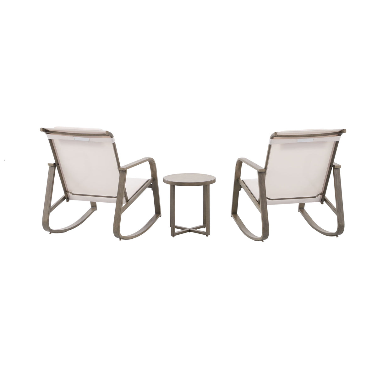Velmora™ Dashwood 3-Piece Steel Outdoor Rocker Chat Set, Cream