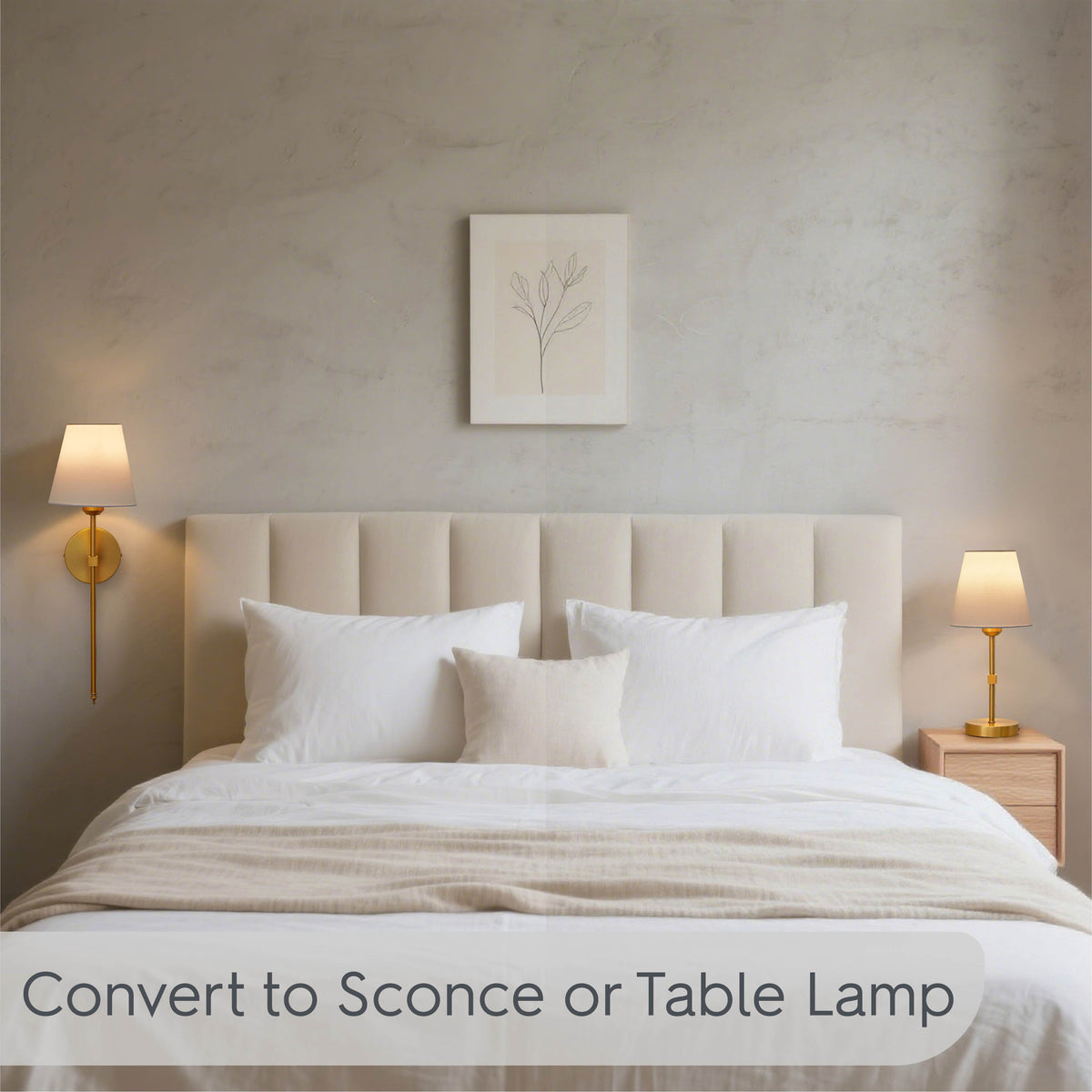 Velmora™ Contemporary Indoor 2-Pack Convertible LED Sconce Table Lamp, Gold