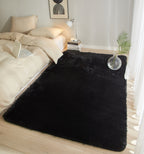 Velmora™ Cushion Shag Bedroom Rug For Adults, Black, 4'x6'