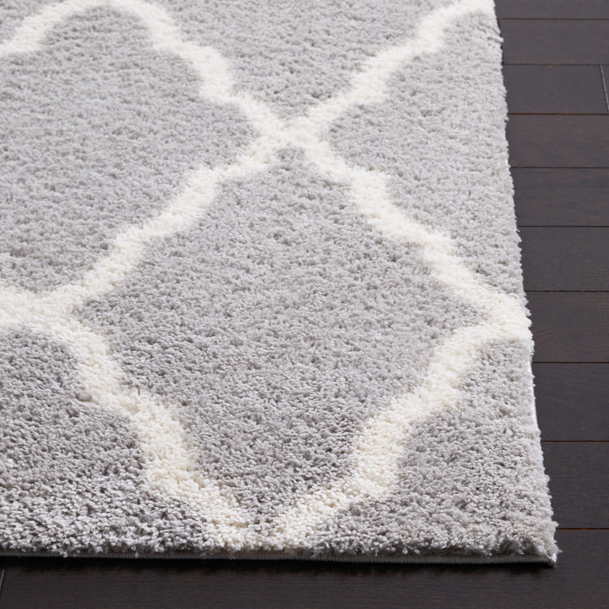 Velmora™ Gray & Ivory Plush Trellis Shag Indoor Area Rug, 5' x 7'