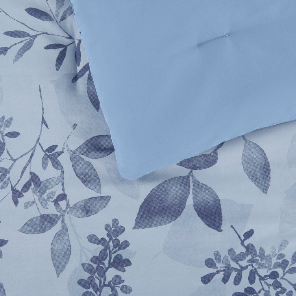 Velmora™ Reversible Bed-in-a-Bag Comforter and Sheet Set, 8-Piece, Twin, Blue Floral