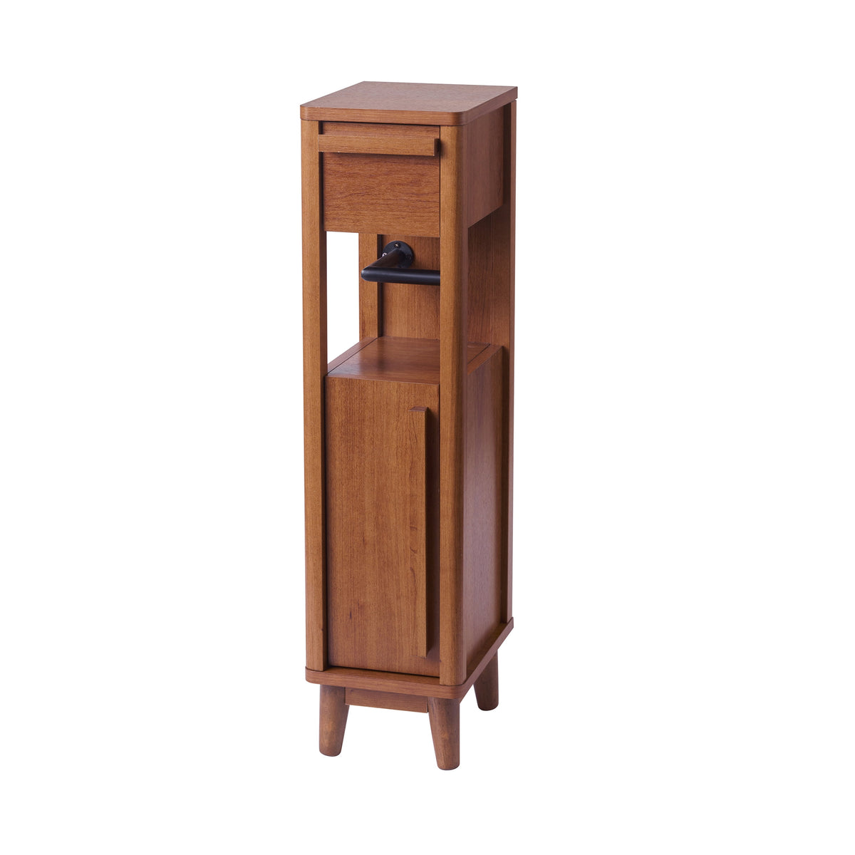 Velmora™ Greyson Slim Bathroom Storage Cabinet with Toilet Paper Holder, Walnut Finish