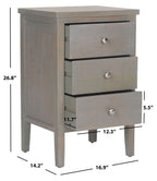Velmora™ Deniz Classic End Table with 3 Storage Drawers, French Grey