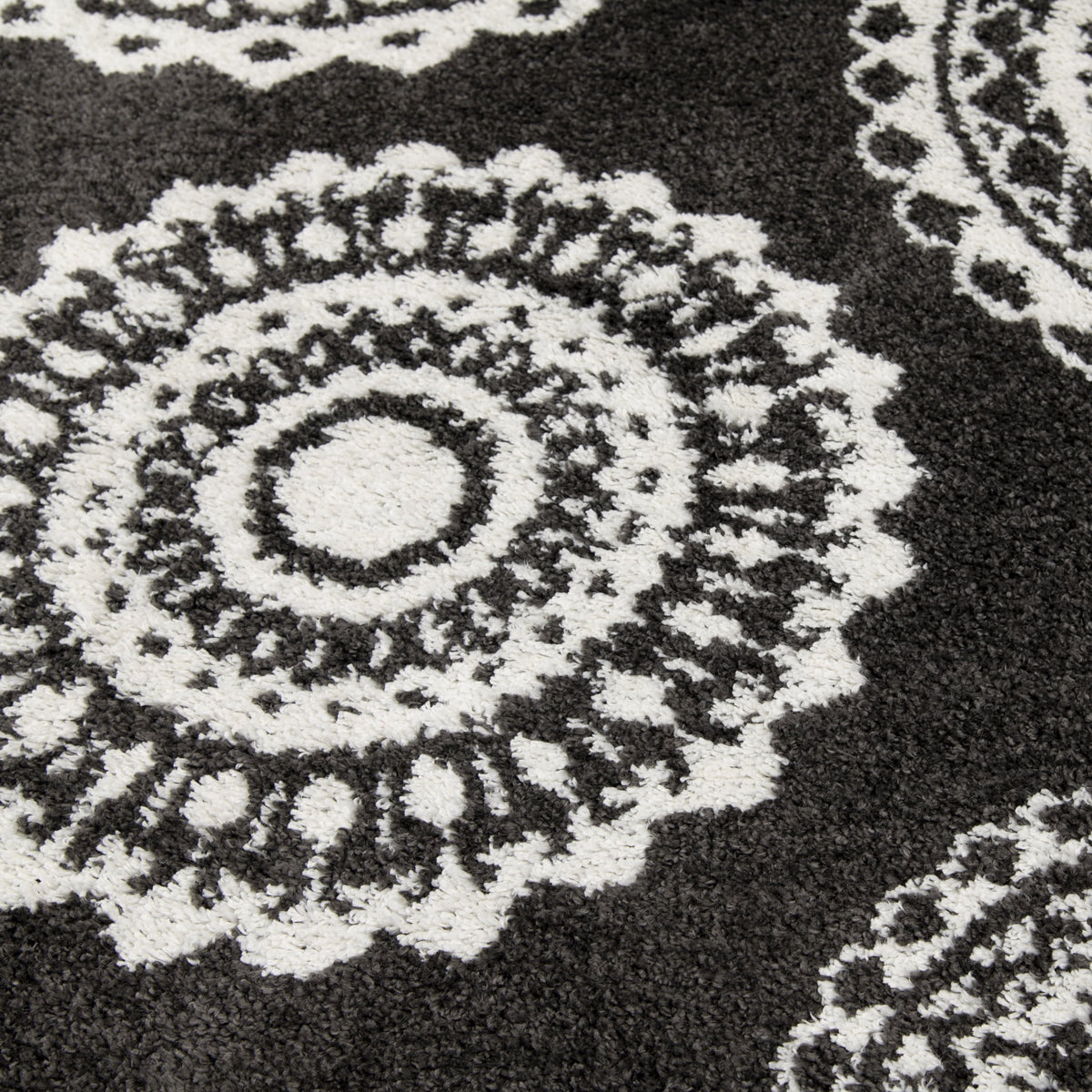 Velmora™ 9'X12' Charcoal Gray Medallion Shag Indoor Area Rug