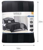 Velmora™ Rich Black 5 Piece Damask Stripe Comforter Set, King, Adult, Unisex