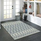 Velmora™ Traditional Blue Diamond High Low Loop Indoor Area Rug, 4' x 5'4"