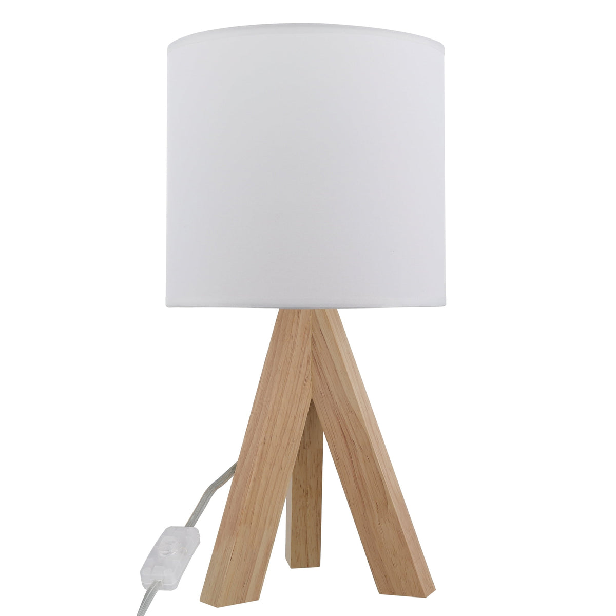 Velmora™ (2 pack) Tripod Table Lamp with Oak Finish and White Shade, 16.75 in H, One Size