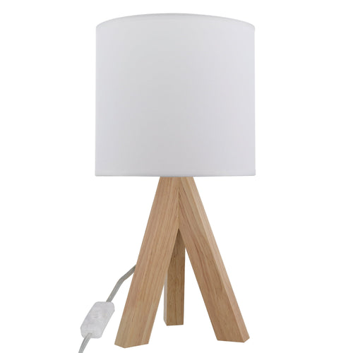 Velmora™ (2 pack) Tripod Table Lamp with Oak Finish and White Shade, 16.75 in H, One Size