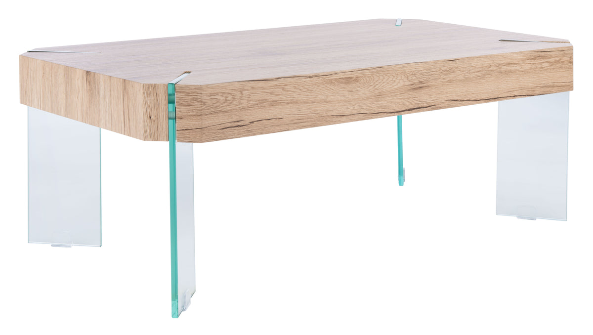 Velmora™ Katelyn Rect. Contemporary Glass Leg Coffee Table, Natural