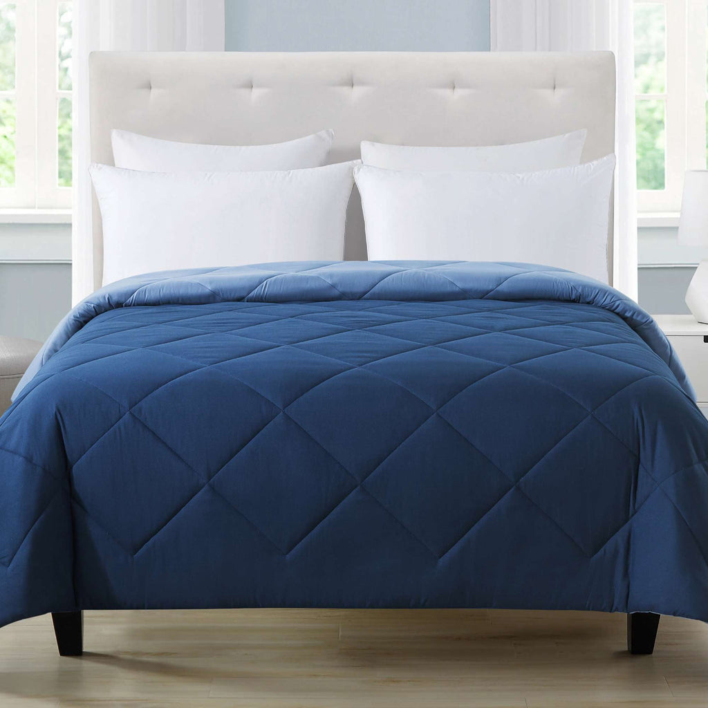 Velmora™ Reversible Microfiber Comforter, Navy, Full/Queen