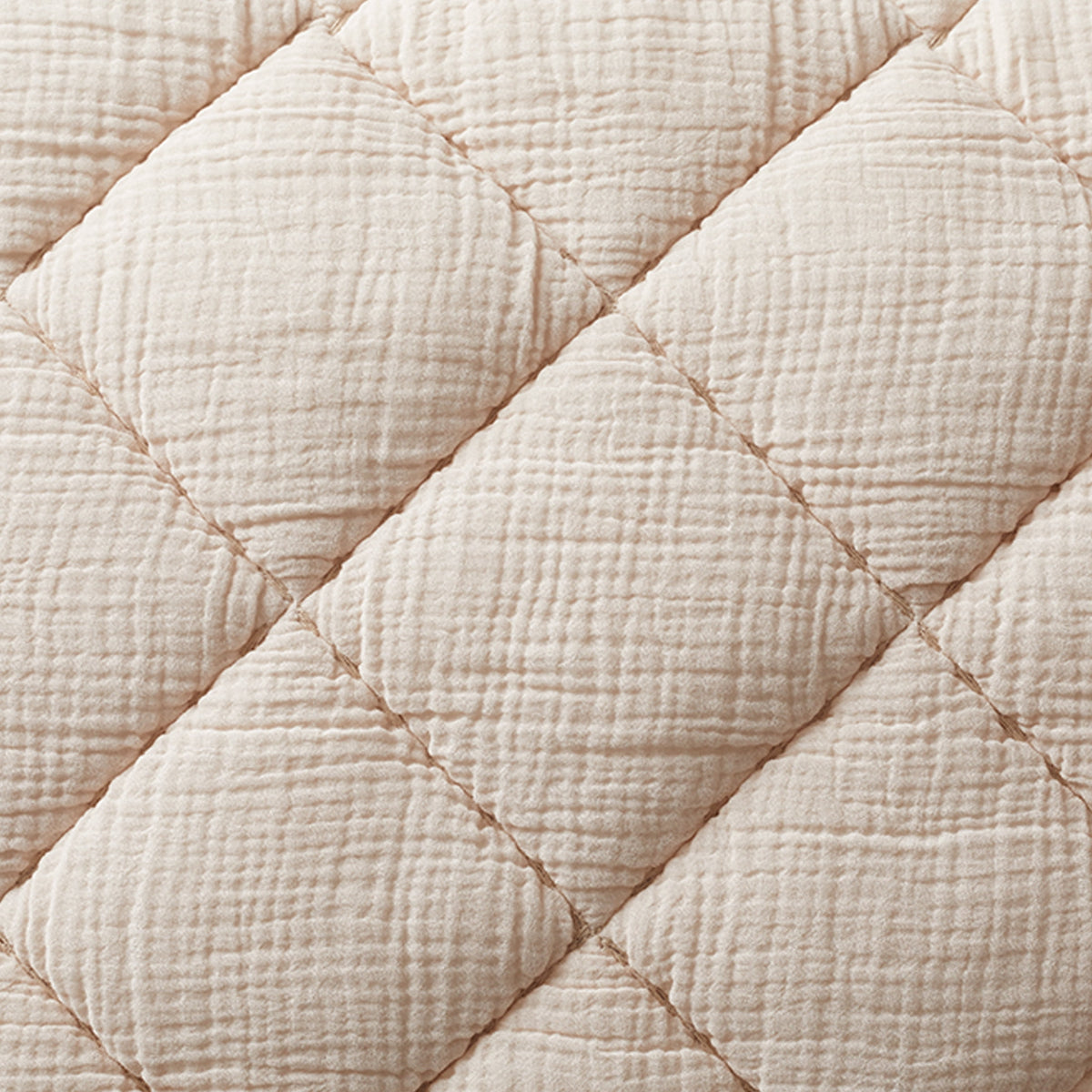 Velmora™ Papyrus Beige Diamond Cotton Gauze Quilt, King - Breathable Cotton Bedding
