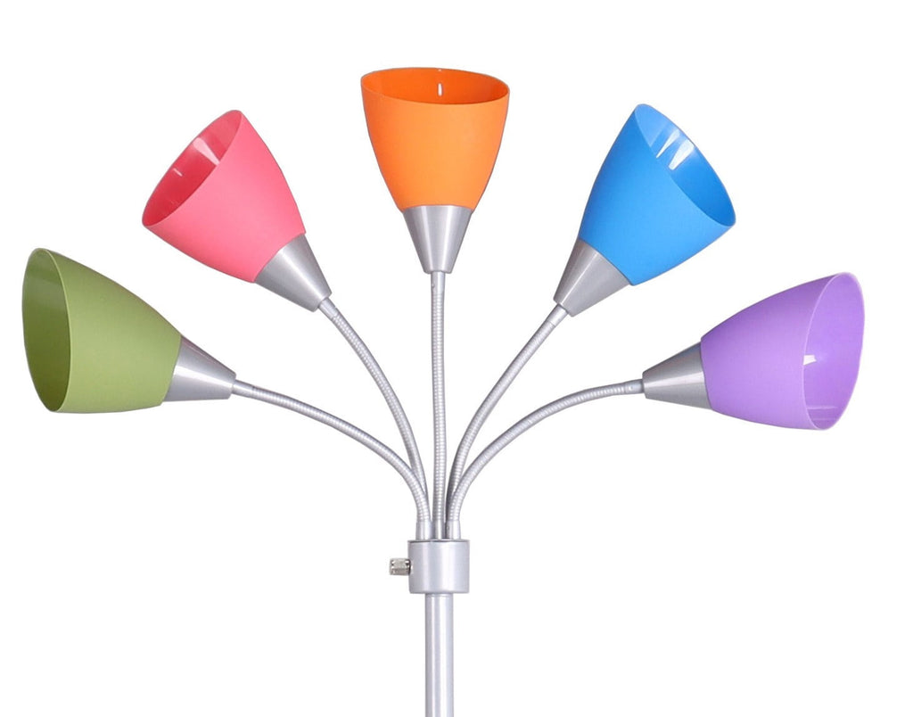 Velmora™ 5-Light Multi-Color Floor Lamp, Silver Finish