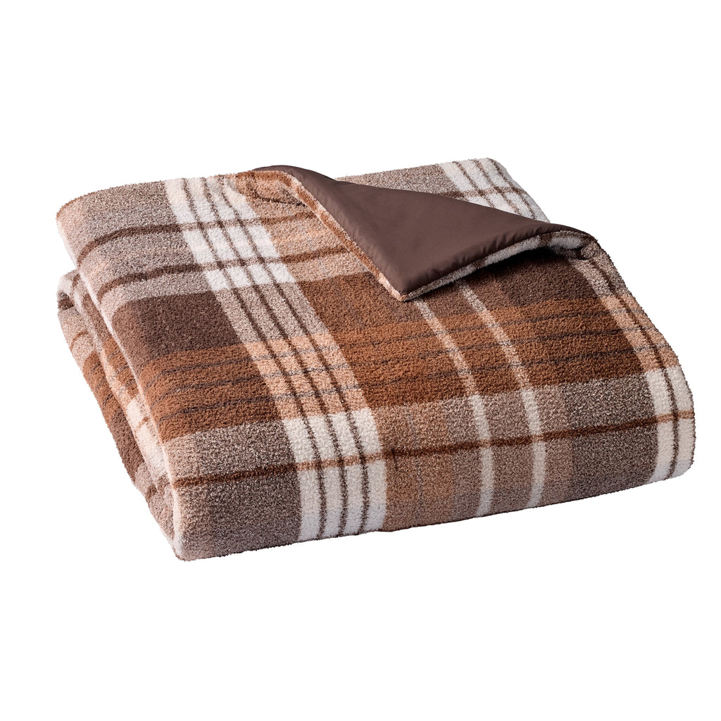 Velmora™ 3-Piece Brown Plaid Cozy Knit Comforter Set, King