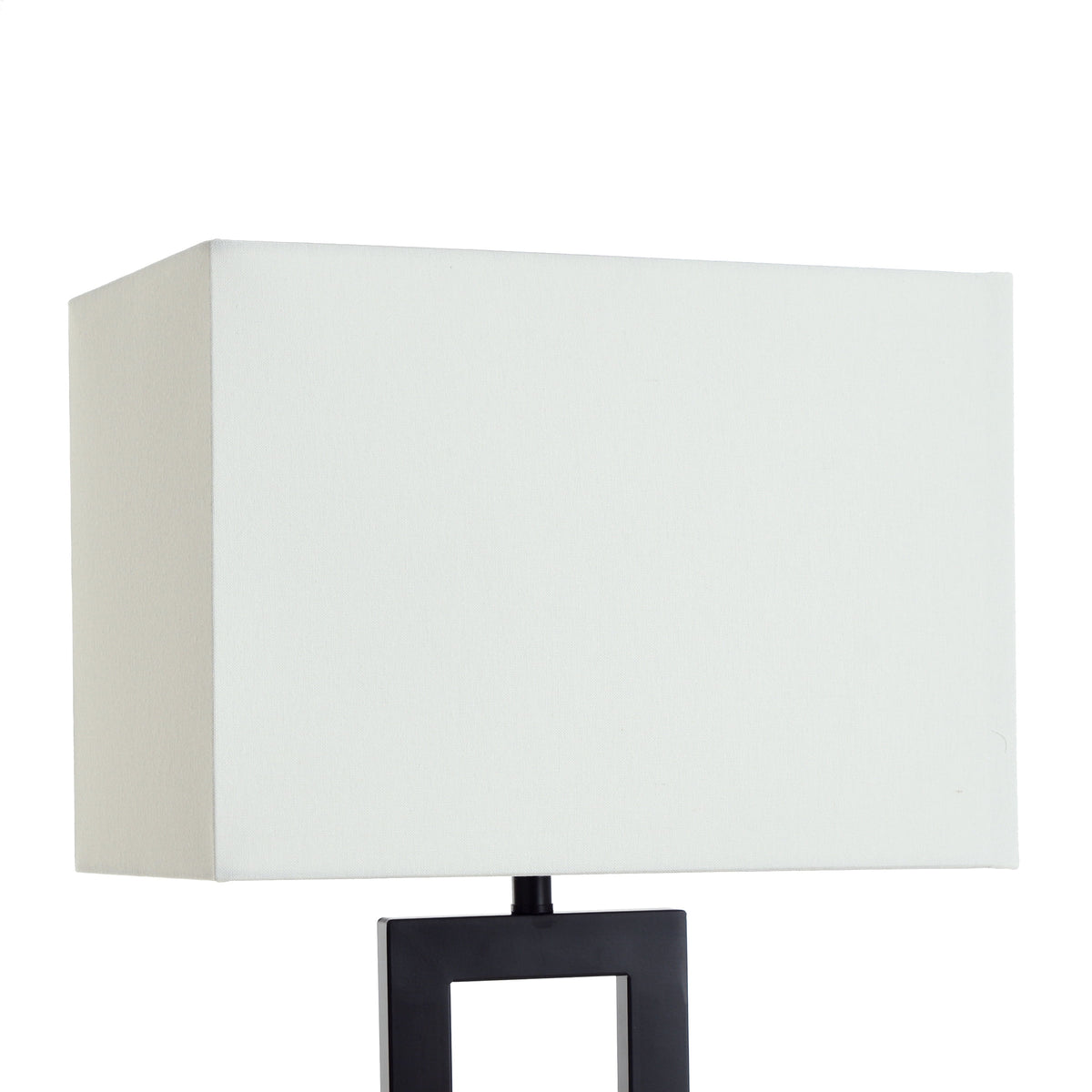 Velmora™ 18 in Metal Windowpane Table Lamp, Black Finish with Faux Wood Base