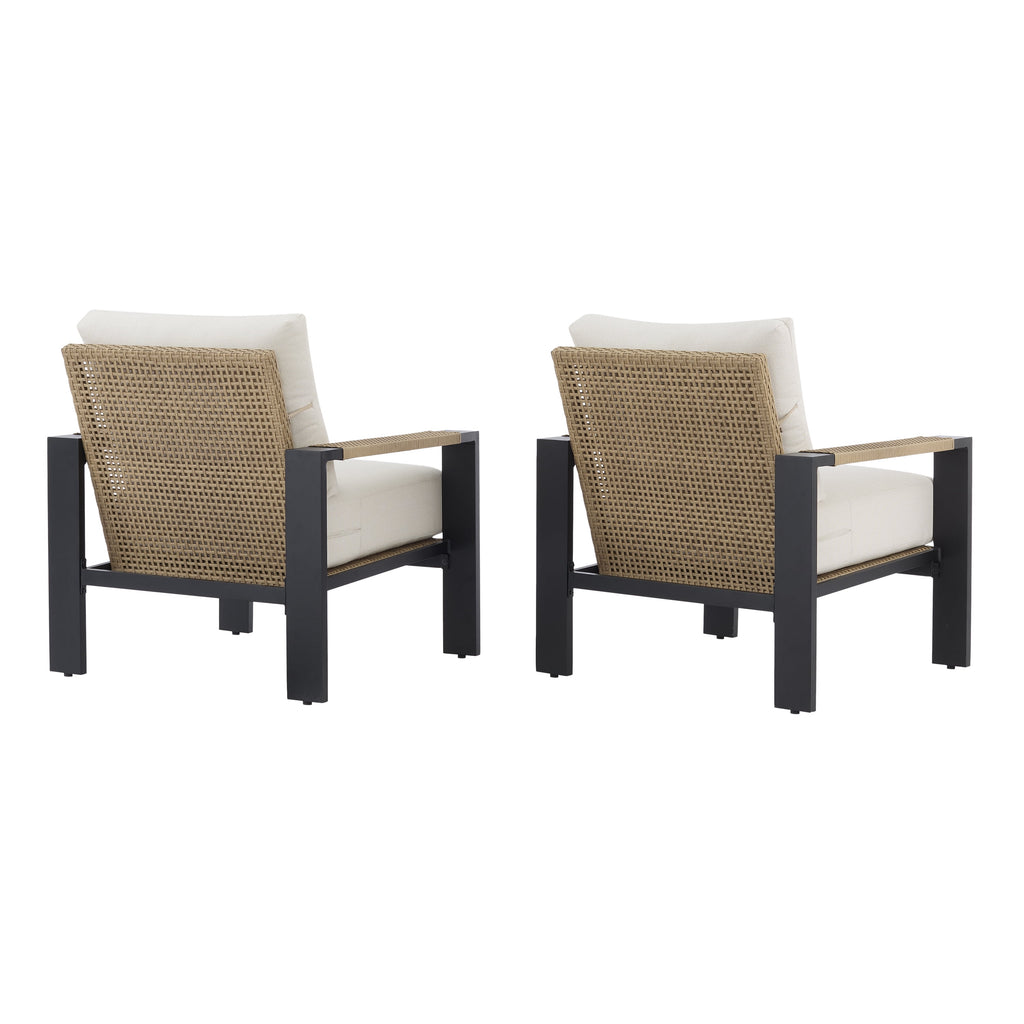 Velmora™ Ventura 2-Piece Outdoor Wicker Chat Chair, Beige