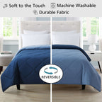 Velmora™ Reversible Microfiber Comforter, Navy, Full/Queen