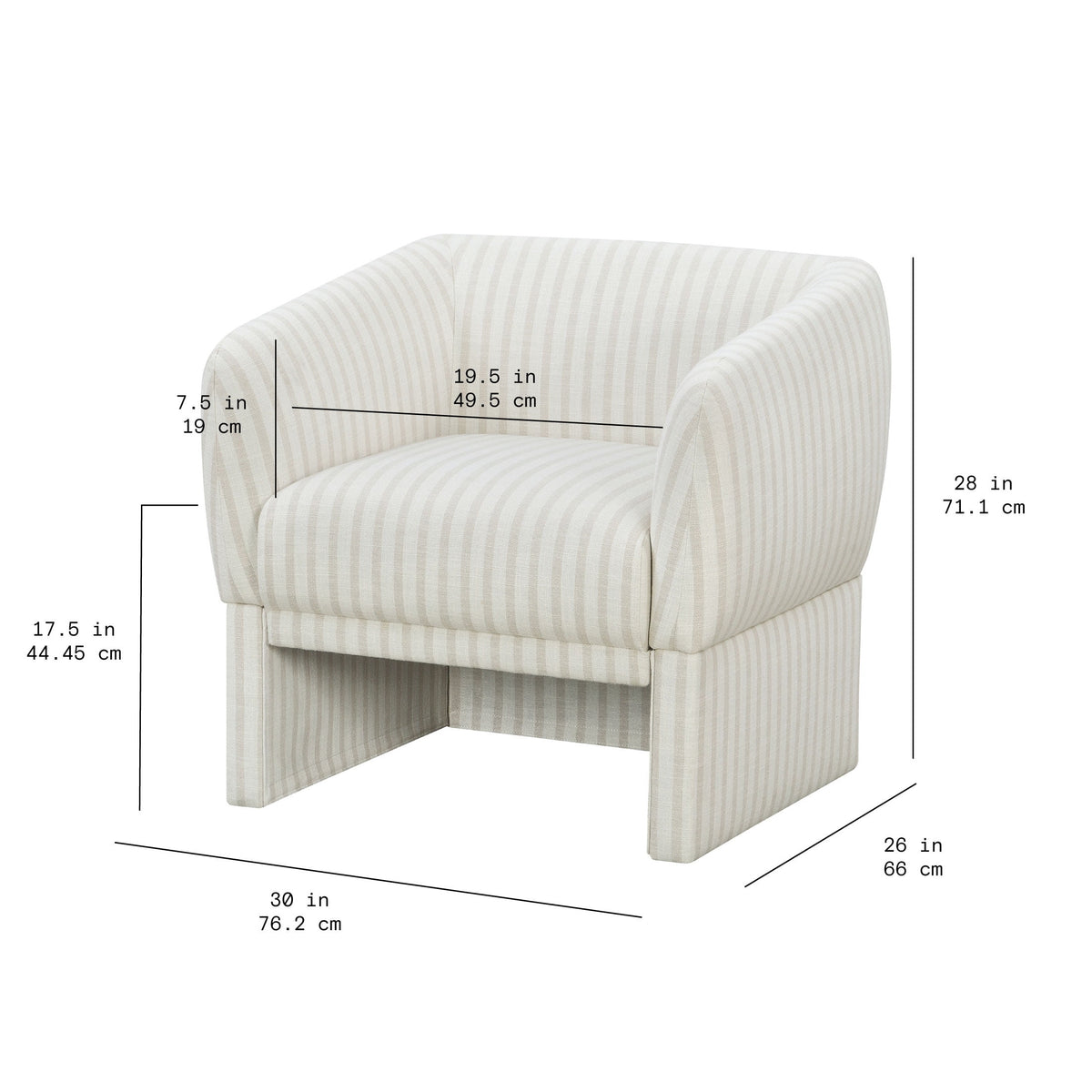 Velmora™ Beautiful Small Space Accent Chair , Beige and White Linen