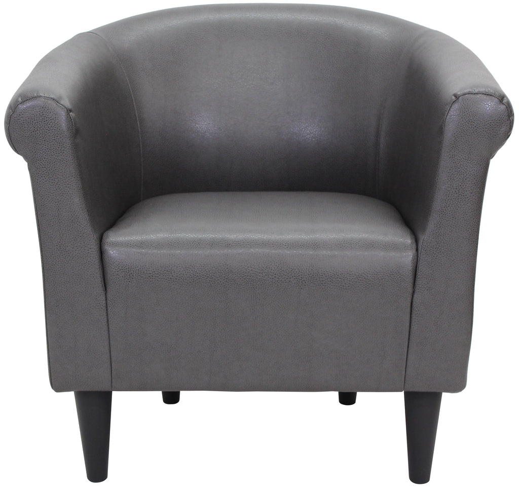 Velmora™ Faux Leather Bucket Accent Chair, Carbon Gray