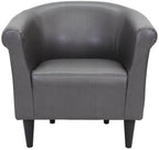 Velmora™ Faux Leather Bucket Accent Chair, Carbon Gray