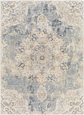 Velmora™ Abstract with Fringe 5'2" x 7' Area Rug for Living Room Bedroom Ivory