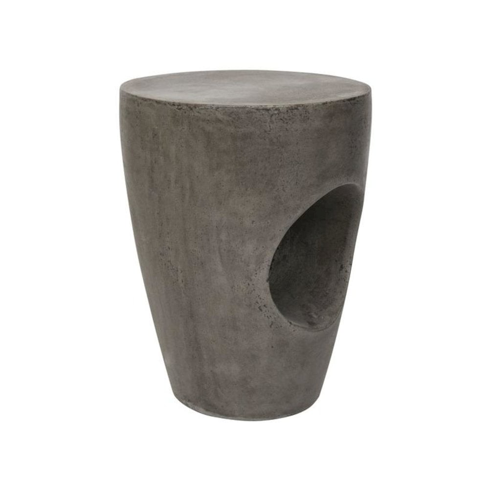 Velmora™ Aishi Outdoor Modern Concrete Round Accent Table -Dark Grey