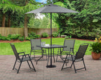 Velmora™ Albany Lane 6-Piece Steel Outdoor Patio Dining Set with Umbrella, Gray