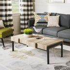 Velmora™ Alexander Rectangular Contemporary Rustic Coffee Table, Canyon Grey/Black