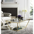 Velmora™ Allene Gold Leaf Retro Coffee Table, Gold/Clear