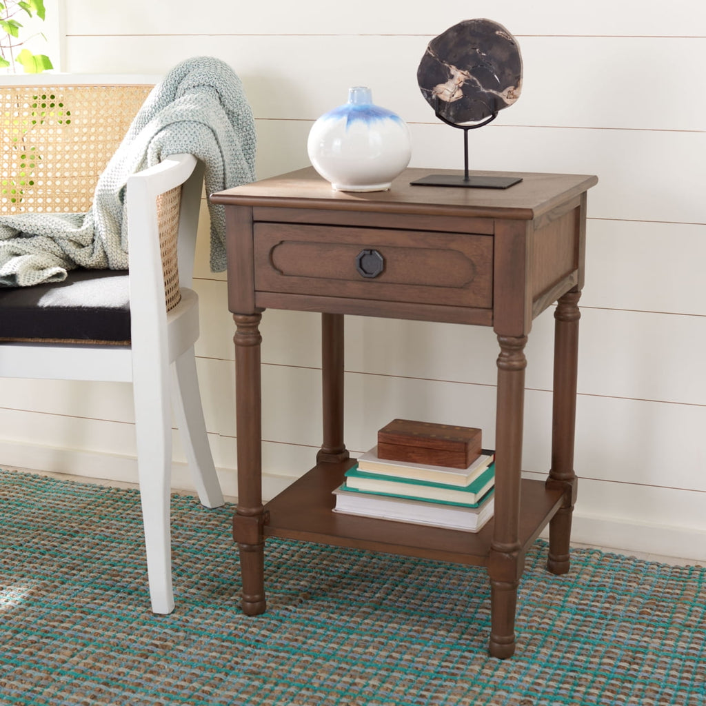 Velmora™ Allura Solid Rustic 1 Drawer Accent Table, Brown