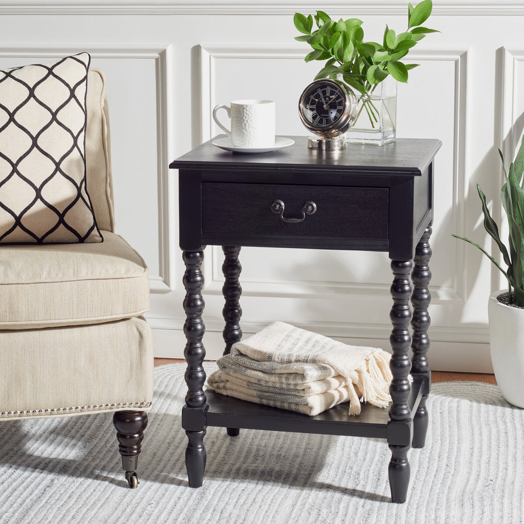 Velmora™ Athena Solid 1 Drawer Accent Table, Black