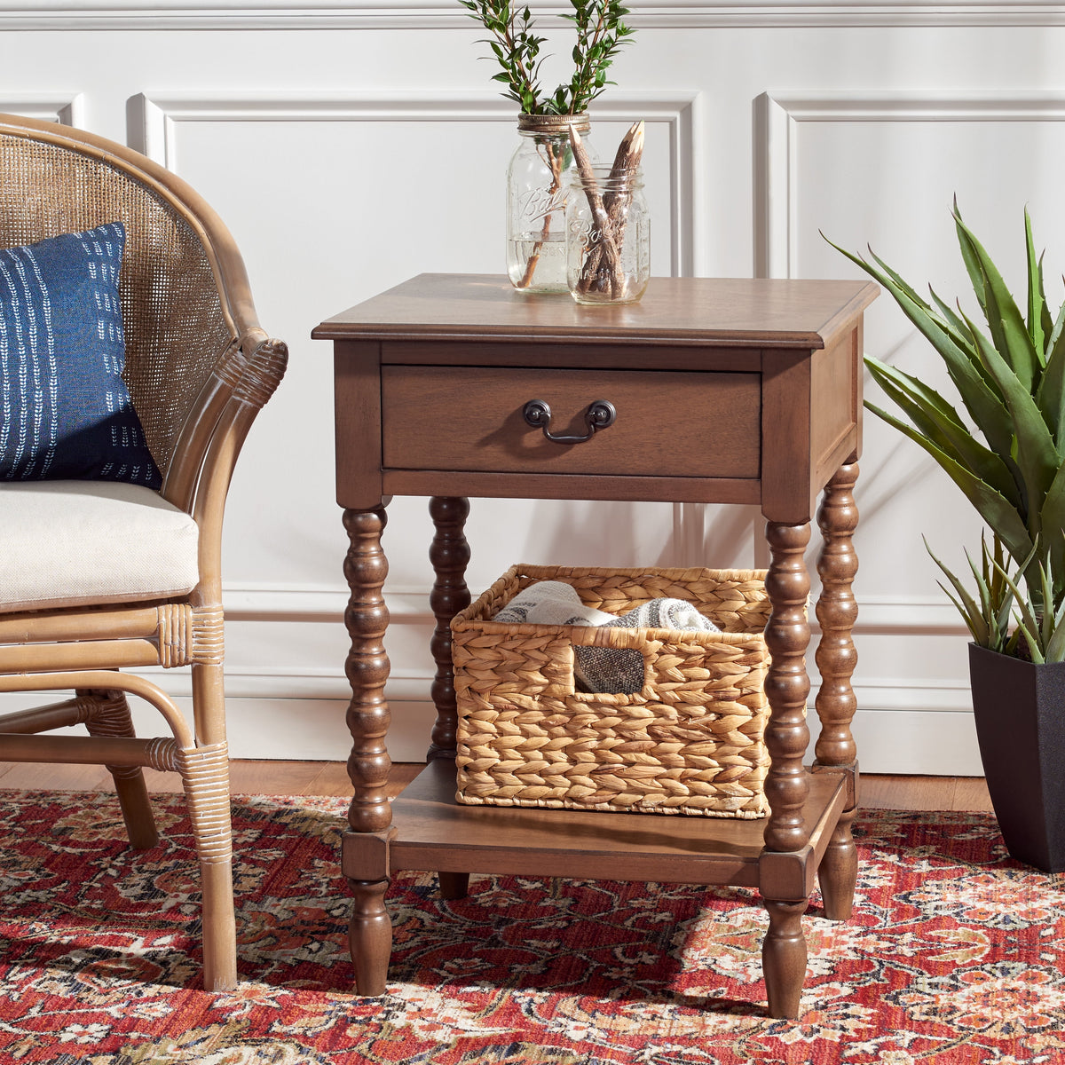Velmora™ Athena Solid 1 Drawer Accent Table, Black