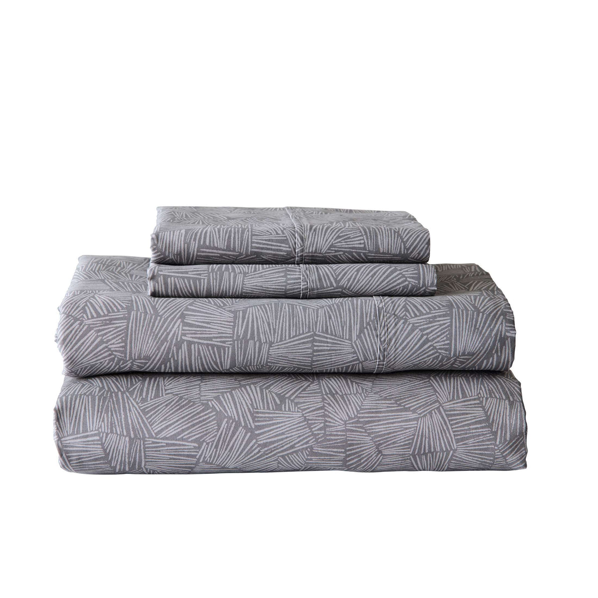 Velmora™ Cool & Crisp 300 Thread Count Cotton Percale Bed Sheet Set, Ziggy Geo Print Gray, Twin