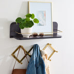 Velmora™ 23 inch Black Shelf with Gold Metal Rail