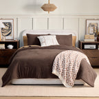 Velmora™ 3-Piece Brown Plaid Cozy Knit Comforter Set, King