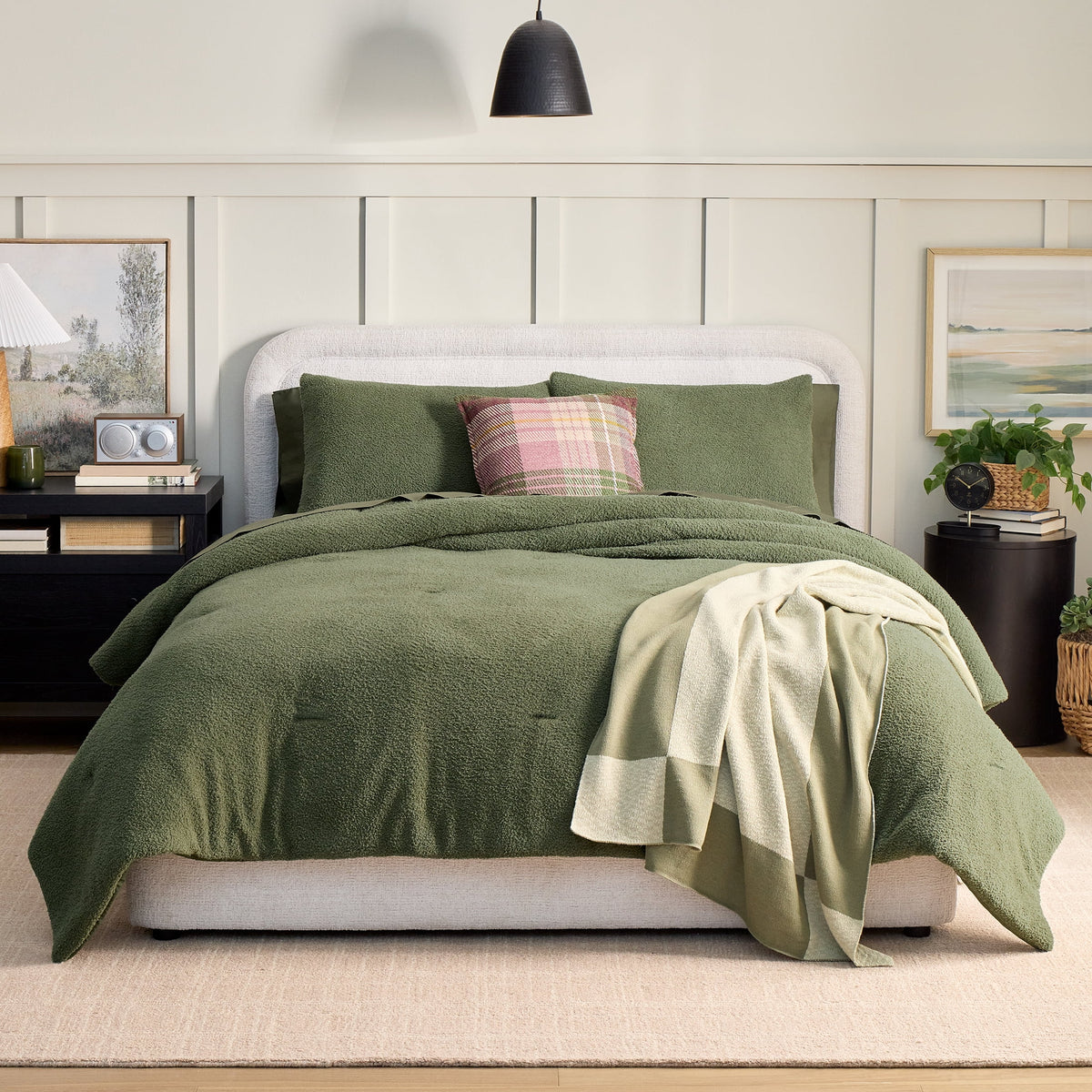 Velmora™ 3-Piece Brown Plaid Cozy Knit Comforter Set, King