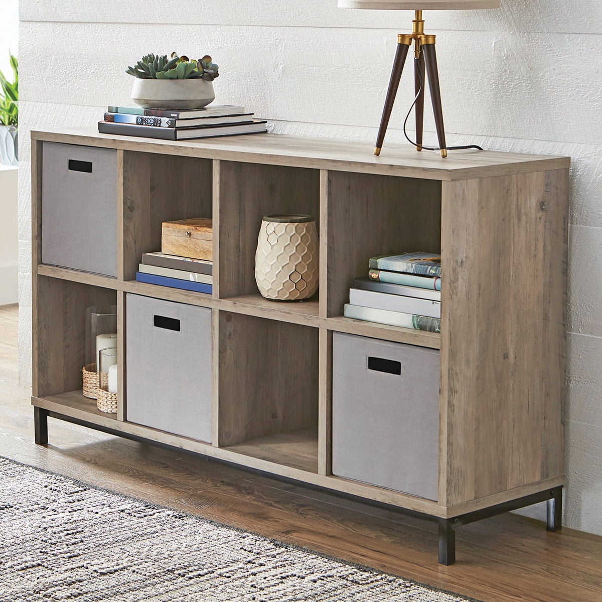 Velmora™ 8-Cube Organizer with Metal Base, Vintage Walnut