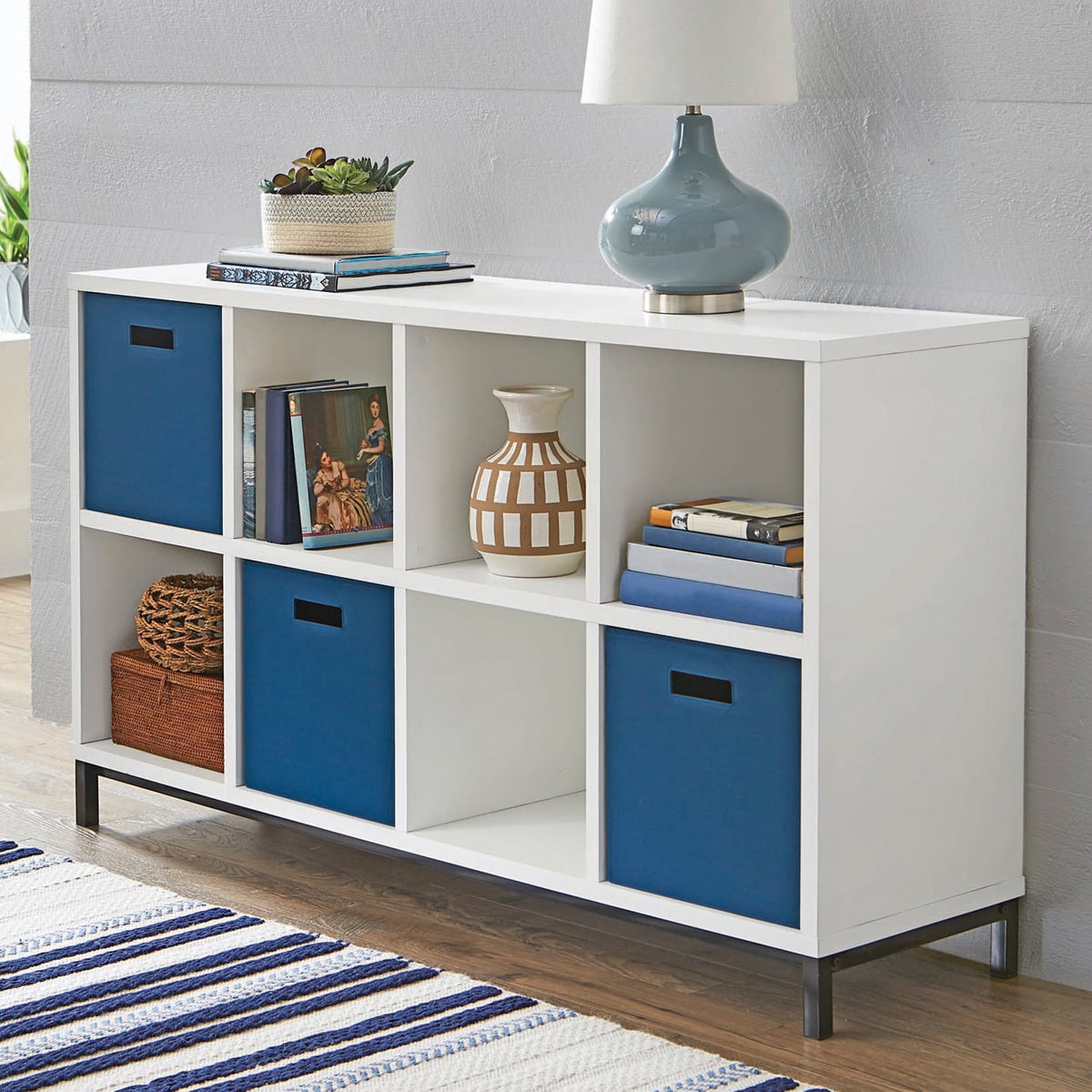Velmora™ 8-Cube Organizer with Metal Base, Vintage Walnut