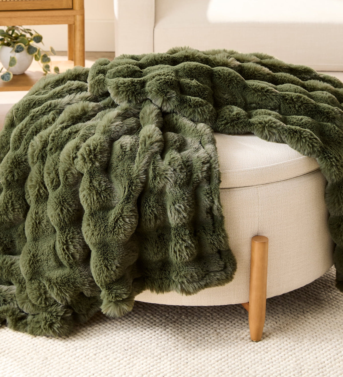 Velmora™ Faux Fur Throw Blanket, 50 in x 72 in, Grey Bisque