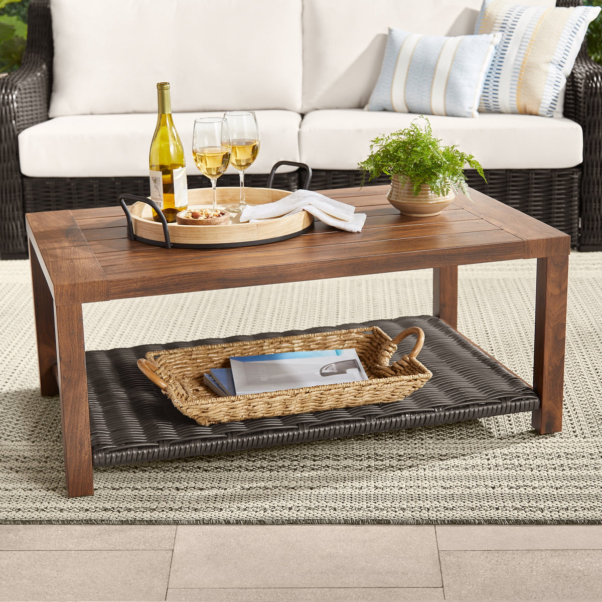 Velmora™ Bellamy Table, Dark Brown Wicker