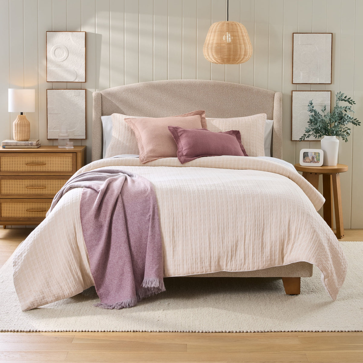 Velmora™ Full/Queen Comforter Set, All-Season, 3-Piece, Cream Gauze