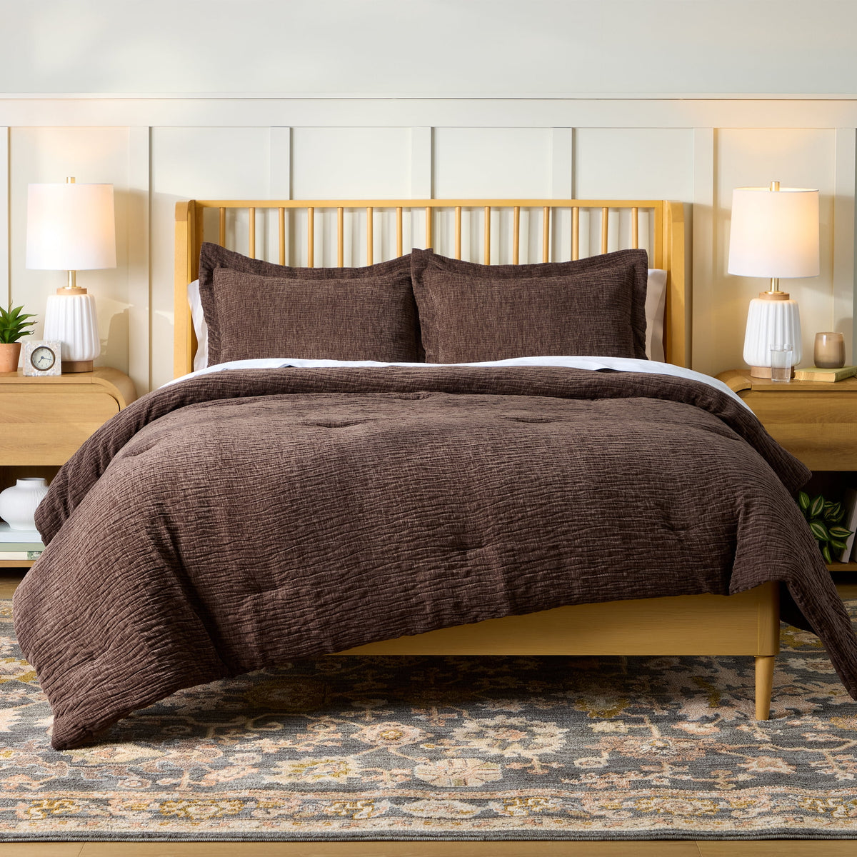 Velmora™ 3-Piece White Paisley Matelasse Comforter Set, Full/Queen - All-Season Bedding