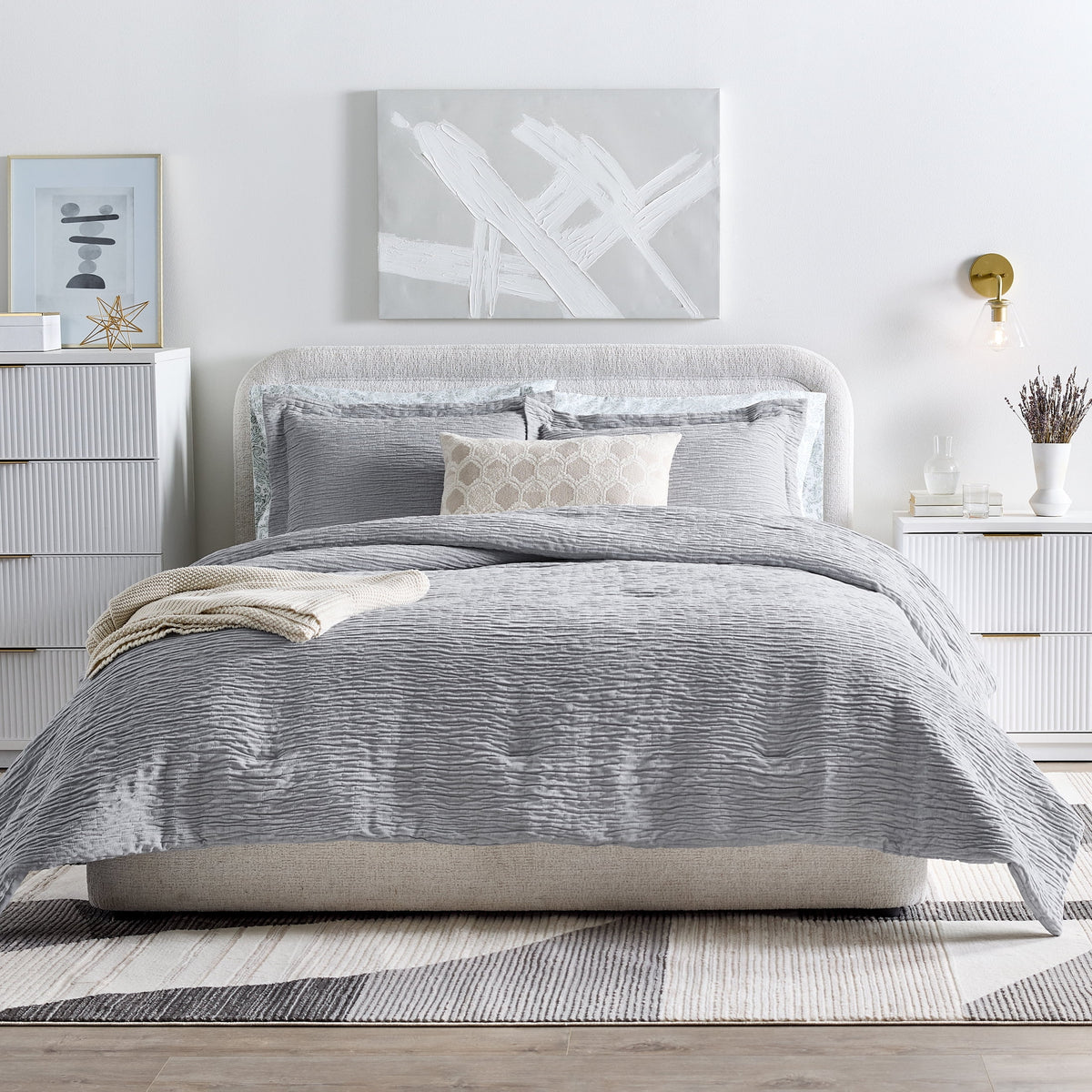 Velmora™ 3-Piece White Paisley Matelasse Comforter Set, Full/Queen - All-Season Bedding