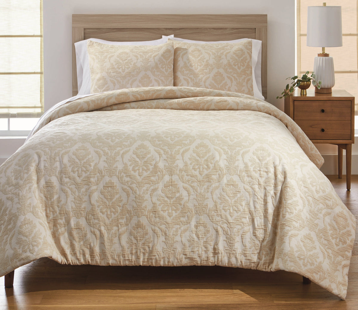 Velmora™ Full/Queen Comforter Set, All-Season, 3-Piece, Cream Gauze