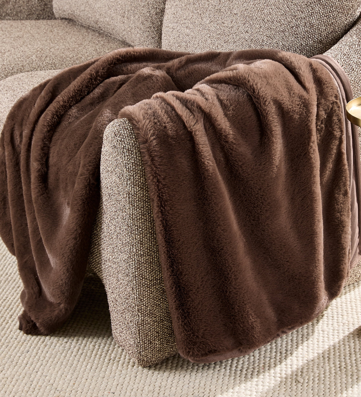 Velmora™ Faux Fur Throw Blanket, 50 in x 72 in, Grey Bisque