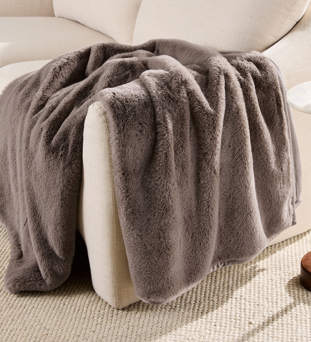 Velmora™ Faux Fur Throw Blanket, 50 in x 72 in, Grey Bisque