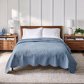 Velmora™ Paisley Medallion Cotton Quilt, King, White, Scalloped Bedding