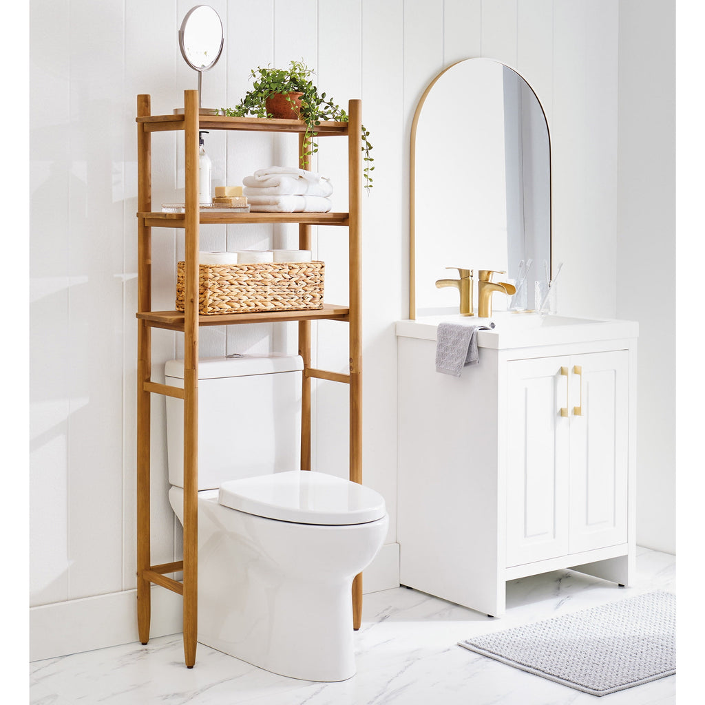 Velmora™ Springwood Acacia Wood over-the-Toilet Space Saver Cabinet, 3 Shelves, Honey